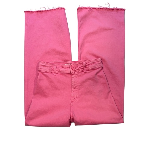 Zara Hot Pink Marine Straight High Rise Wide Leg Jeans 
Raw Hem, Sz 4 - Picture 7 of 15